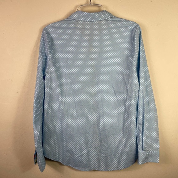 💥BOGO💥 Susan Graver Blue Polka Dot Blouse with Floral Pocket - Picture 7 of 10